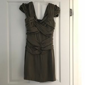 Bebe Cactus Green Silk Dress Sz S